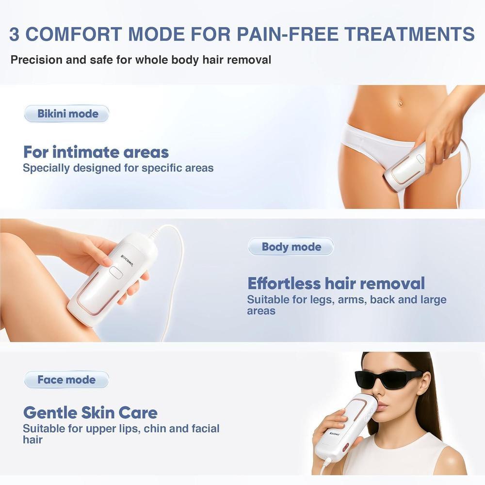 Depilación láser IPL para mujeres con enfriamiento de hielo, dispositivo eficaz y seguro en casa con 3 modos y 5 niveles de intensidad