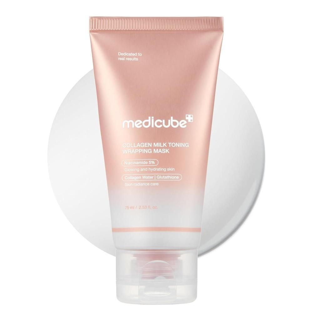medicube Mascarilla de envoltura esmaltada con colágeno con brillo lechoso para el día | Cuidado rápido y fácil con glutatión, niacinamida para una piel regordeta, hidratada y suave, cuidado de la piel coreano, 2.53 onzas líquidas