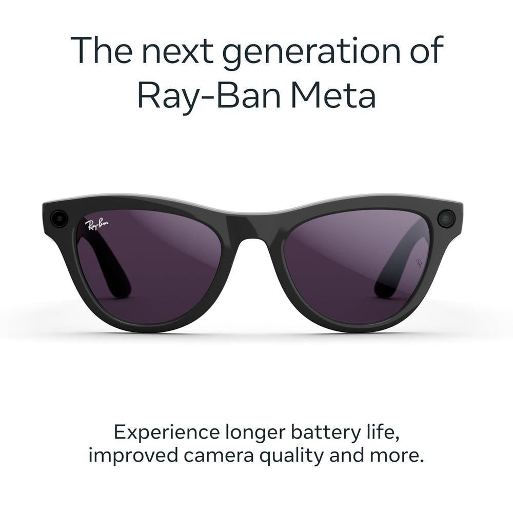 Ray-Ban Meta Gen 2 Skyler, gafas inteligentes AI estilo negro brillante con cámara 12 MP y lentes Transitions amatista