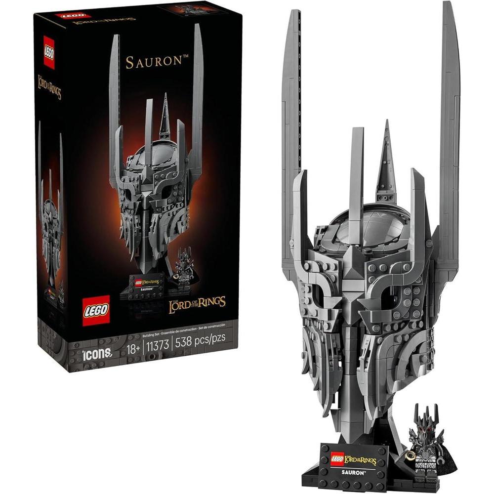 LEGO Icons The Lord of The Rings: Sauron's Helmet - Building Set for Adults, Ages 18+ - Bedroom, Home Office, Book Shelf Decor - W/Sauron Minifigure - Gift for LOTR Fans - 11373