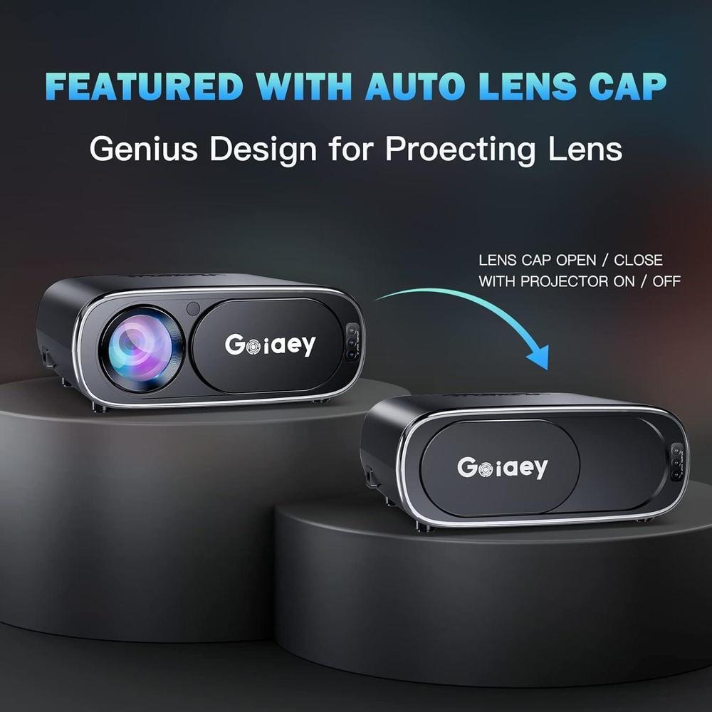 Proyector portátil 4K con auto enfoque, WiFi y Bluetooth, corrección de keystone, zoom 50%-100%, ideal para cine en casa y exterior