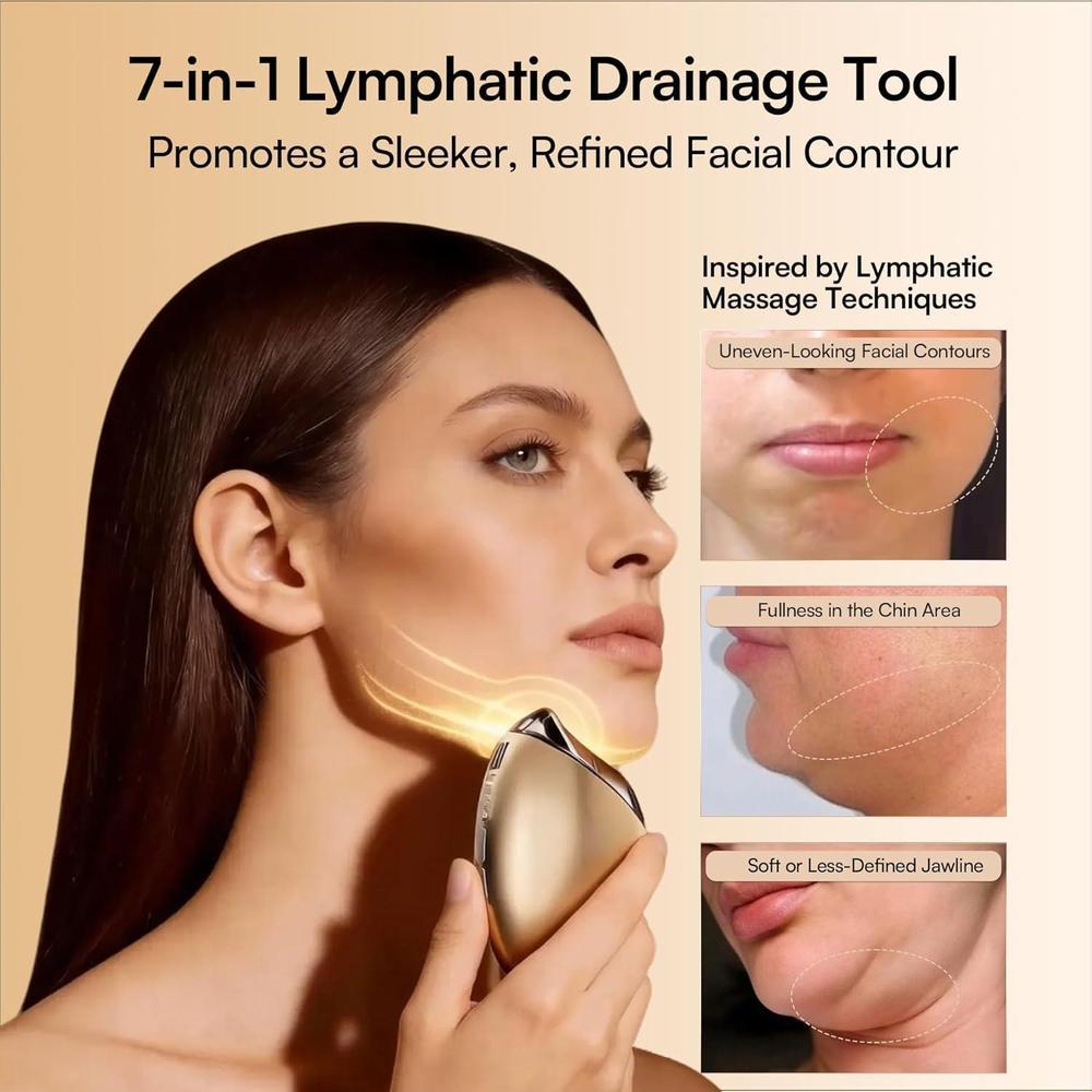 INIA masajeador facial con terapia de luz roja, térmico y cryo, tecnología 7 en 1 para el cuidado de la piel de rostro y cuello