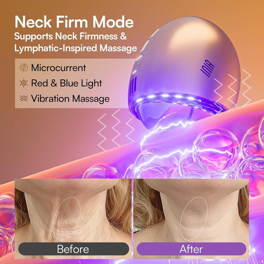 INIA masajeador facial con terapia de luz roja, térmico y cryo, tecnología 7 en 1 para el cuidado de la piel de rostro y cuello