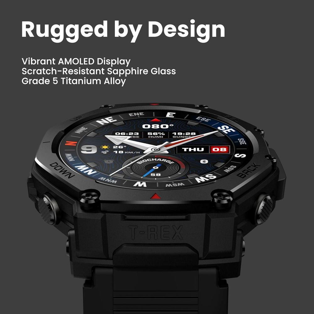Reloj inteligente Amazfit T-Rex 3 Pro con pantalla AMOLED de zafiro, bisel de titanio y GPS de doble banda