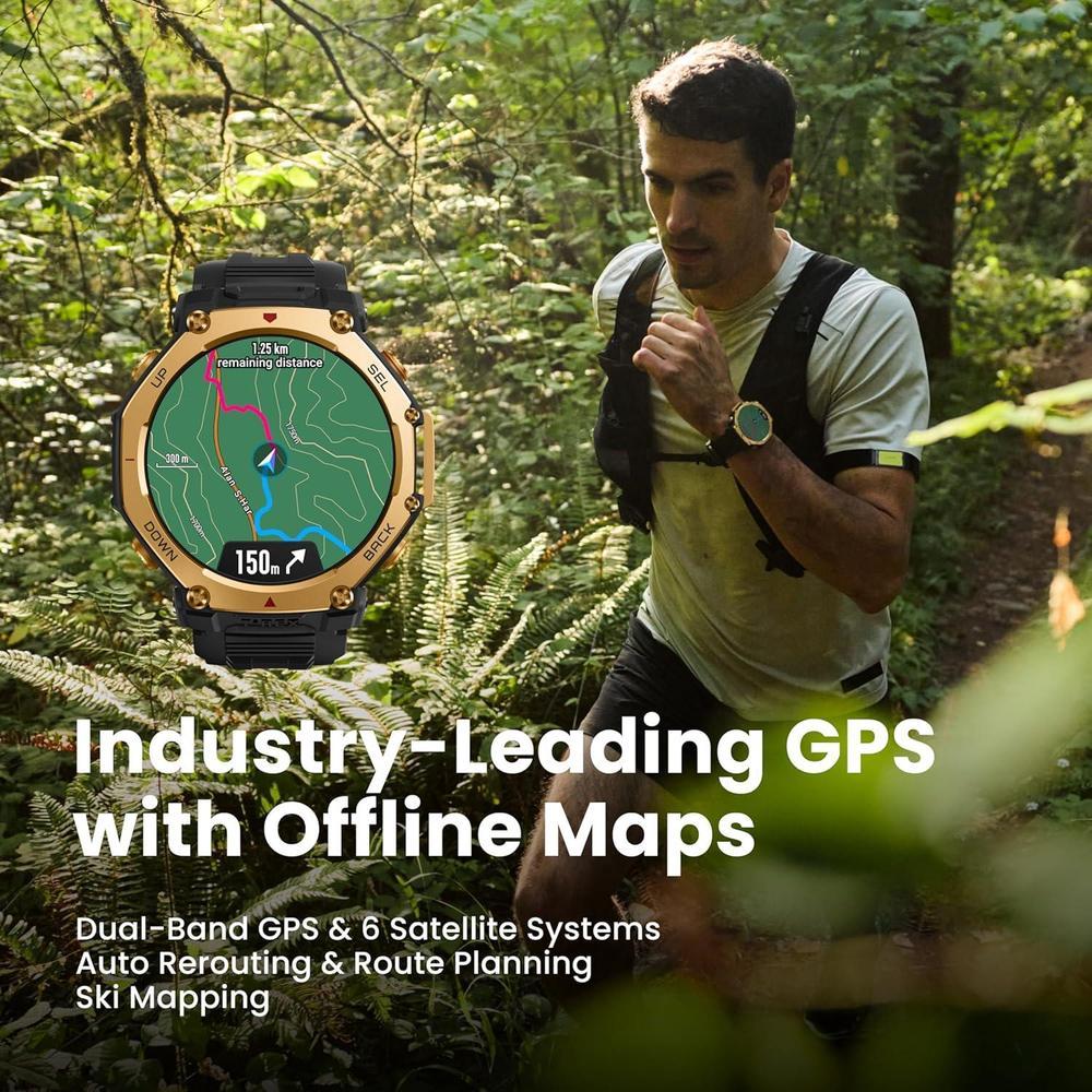Reloj inteligente Amazfit T-Rex 3 Pro con pantalla AMOLED de zafiro, bisel de titanio y GPS de doble banda