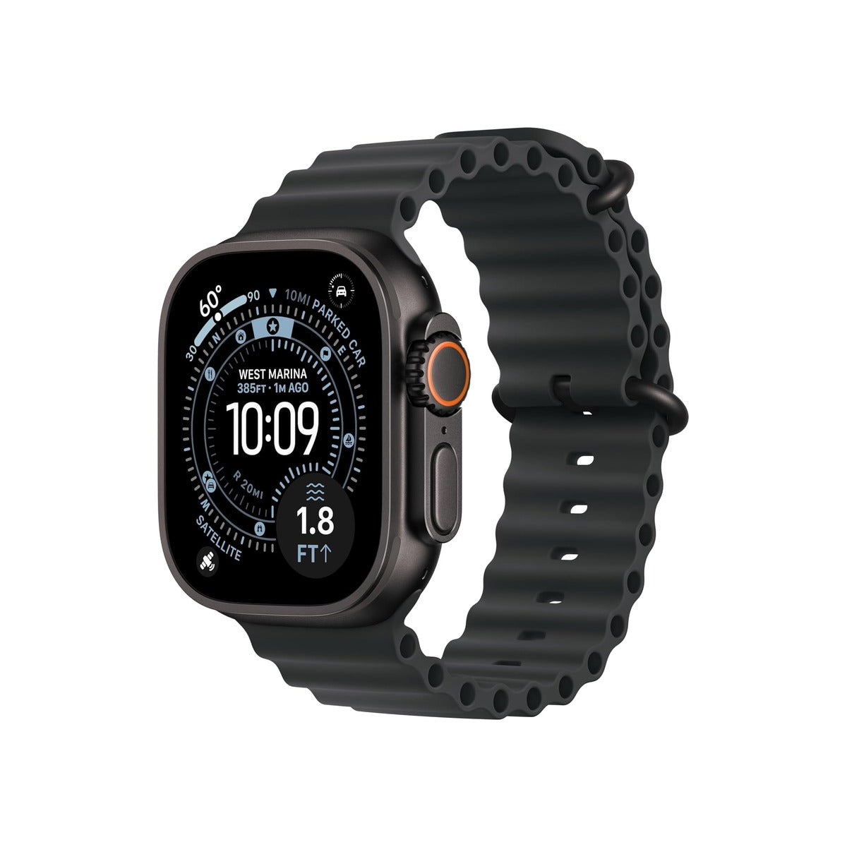 Apple Watch Ultra 3 [GPS + Cellular 49mm] Running & Multisport Smartwatch w/Rugged Titanium Case w/Black Ocean Band. Satellite Communications, Advanced Health & Fitness Tracking