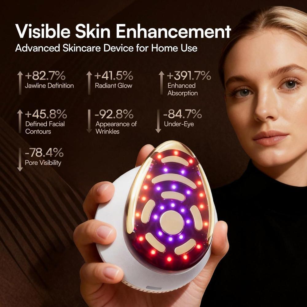 Dispositivo facial microcorriente 8 en 1 INIA SPHERA con luz roja, tratamiento térmico y modos personalizados para cuidado en casa