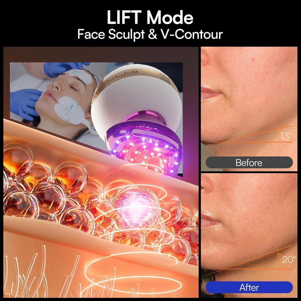 Dispositivo facial microcorriente 8 en 1 INIA SPHERA con luz roja, tratamiento térmico y modos personalizados para cuidado en casa