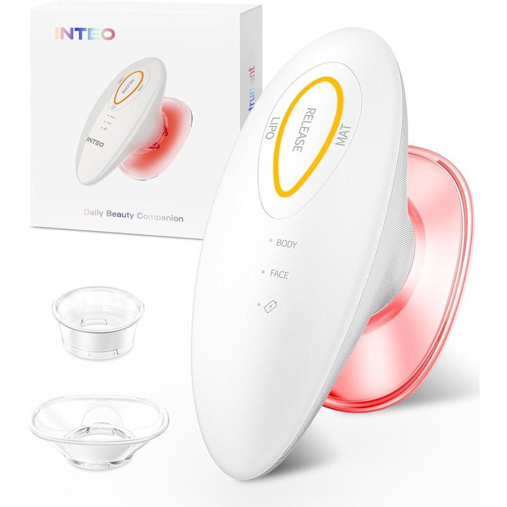 INTEO Máquina 3 en 1 para esculpir la cara y el cuerpo – Dispositivo de belleza recargable para contornear el cuerpo, herramienta de masajeador de celulitis con terapia de luz roja para spa en casa o