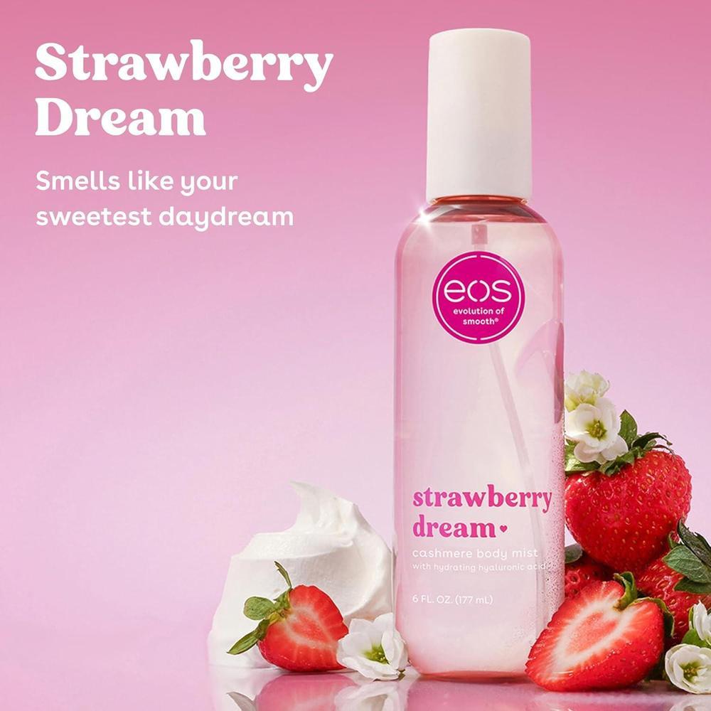 eos Spray corporal de cachemira, sueño de fresa para mujeres, con ácido hialurónico y glicerina, vegano, libre de crueldad