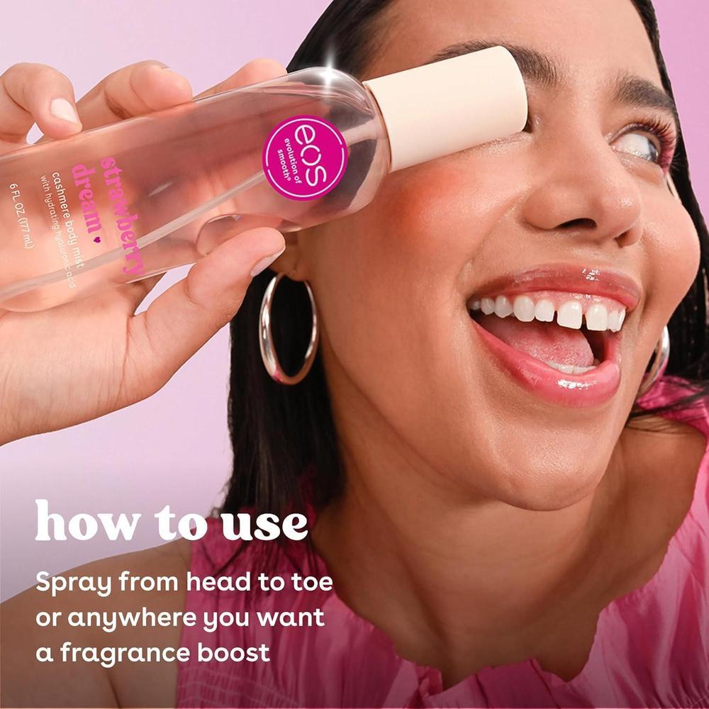 eos Spray corporal de cachemira, sueño de fresa para mujeres, con ácido hialurónico y glicerina, vegano, libre de crueldad