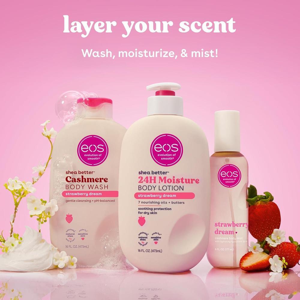 eos Spray corporal de cachemira, sueño de fresa para mujeres, con ácido hialurónico y glicerina, vegano, libre de crueldad
