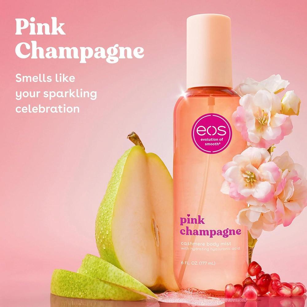 eos Spray corporal de cachemira con champán rosa, hidratante y vegano, para mujeres, también niebla para el cabello