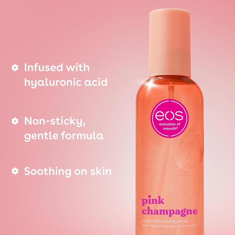 eos Spray corporal de cachemira con champán rosa, hidratante y vegano, para mujeres, también niebla para el cabello