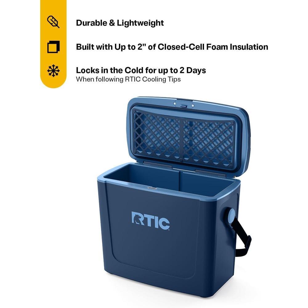 RTIC Enfriador portátil de viaje, ligero y resistente para exteriores, mantiene productos frescos 1-2 días