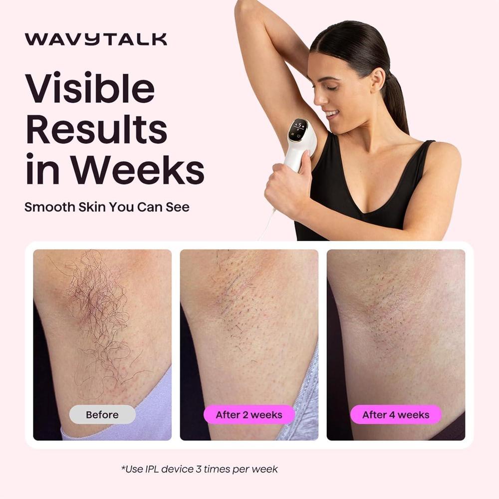 Wavytalk Depiladora IPL con Doble Pulso y Enfriamiento, Uso en Casa, Duradera e Indolora, Para Bikini, Cara y Cuerpo