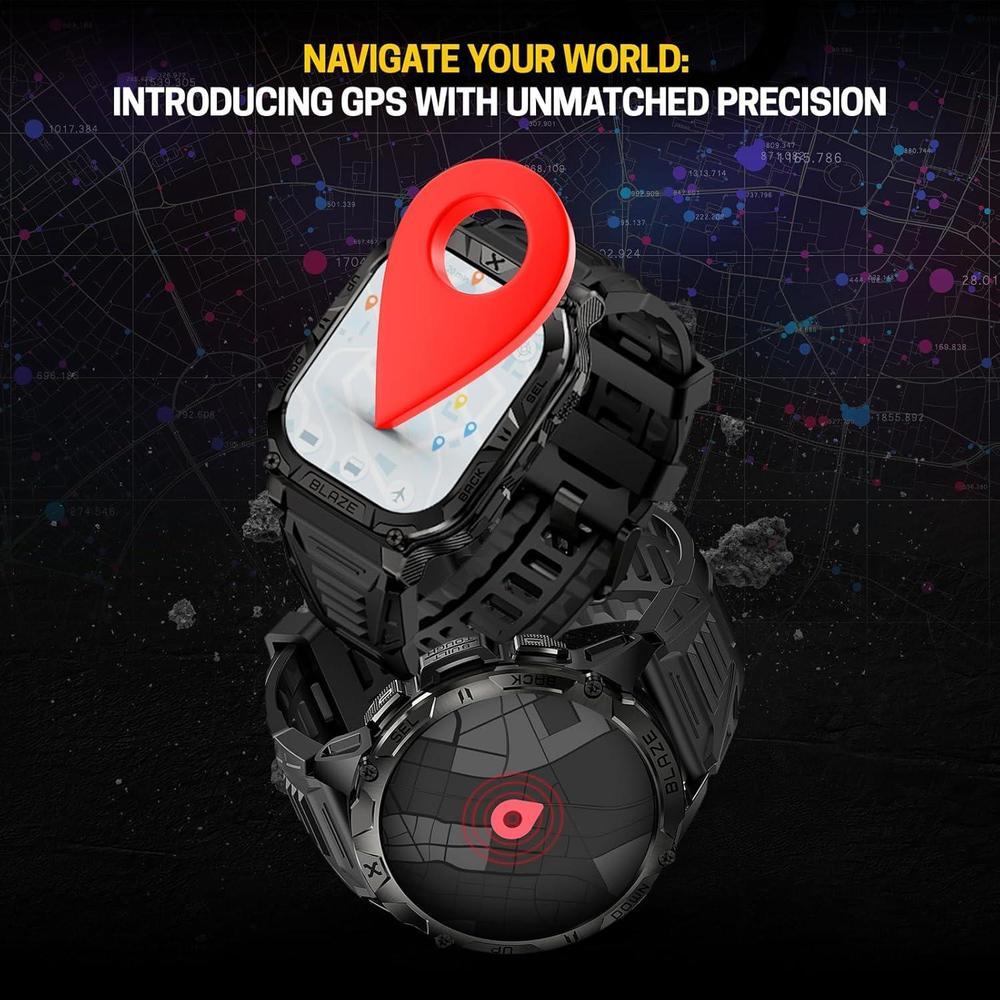 CARBINOX Blaze Smart Watch - GPS, 170+ modos deportivos, resistente al agua IP69K, compatible con Android/iOS, llamadas