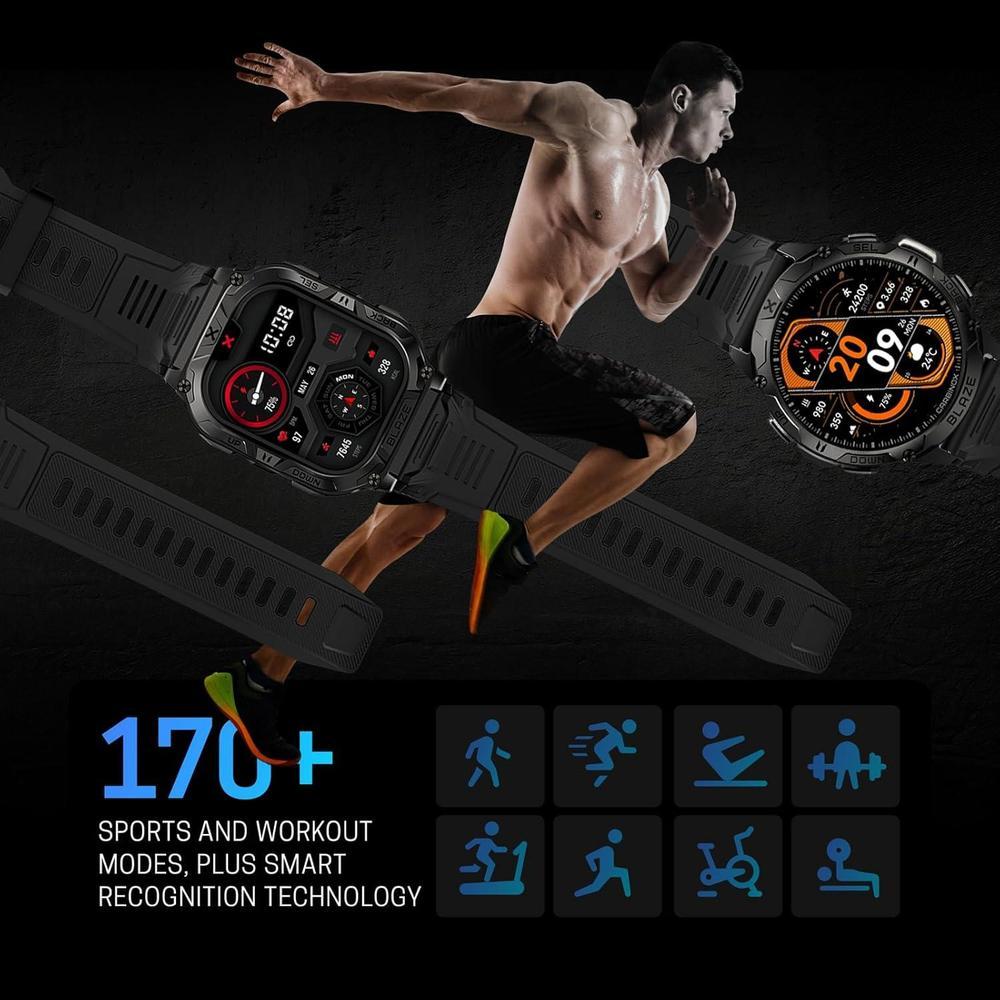 CARBINOX Blaze Smart Watch - GPS, 170+ modos deportivos, resistente al agua IP69K, compatible con Android/iOS, llamadas