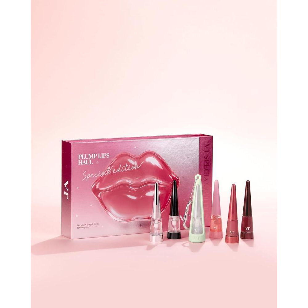 VT COSMETICS Lip Plumper Edición Especial, set con 6 colores e hidrantante que ofrece volumen intenso y brillo gloss, perfecto como regalo