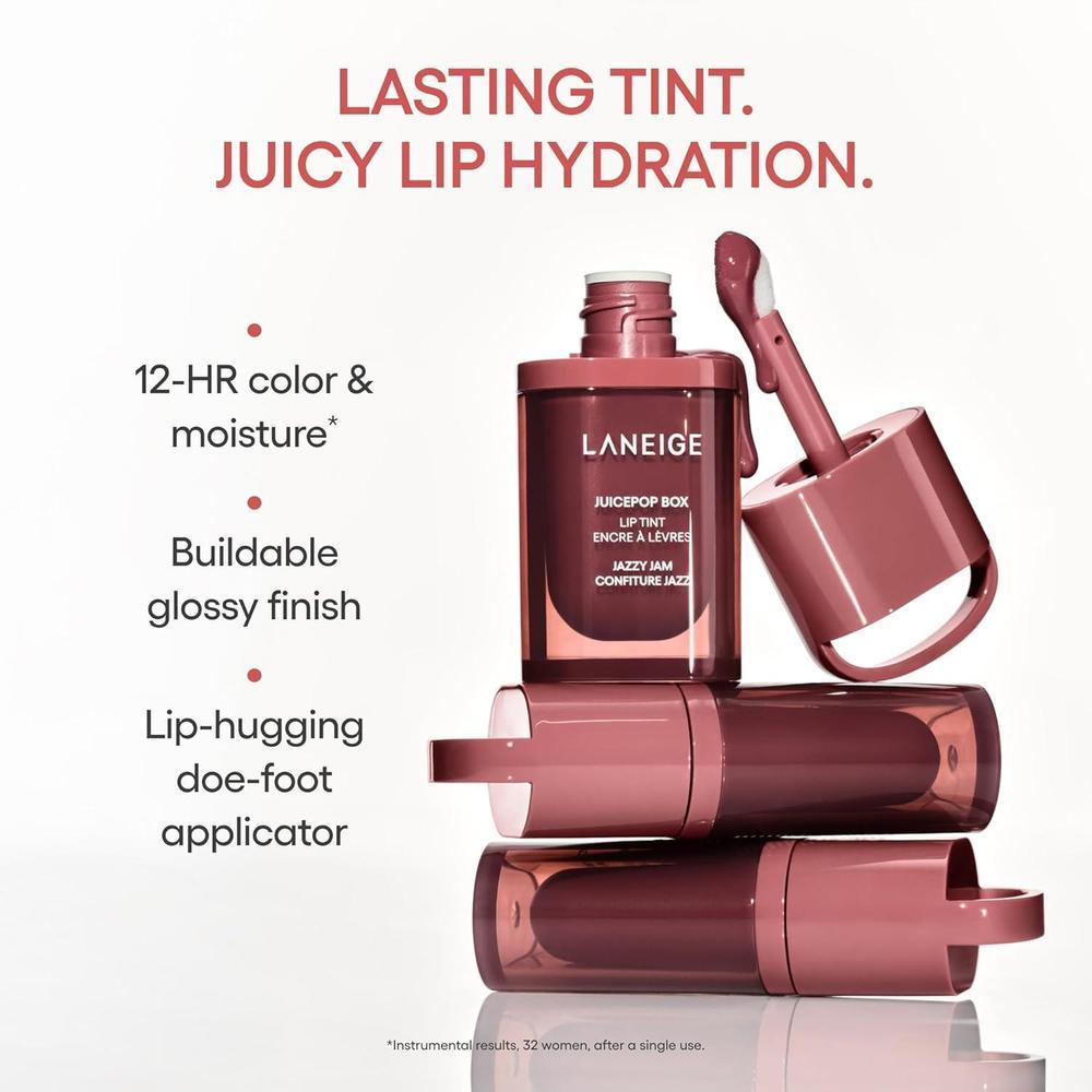 LANEIGE Tinte labial JuicePop: hidratación 12 horas, color edificable, brillo nutritivo. Labial K-Beauty para confort duradero