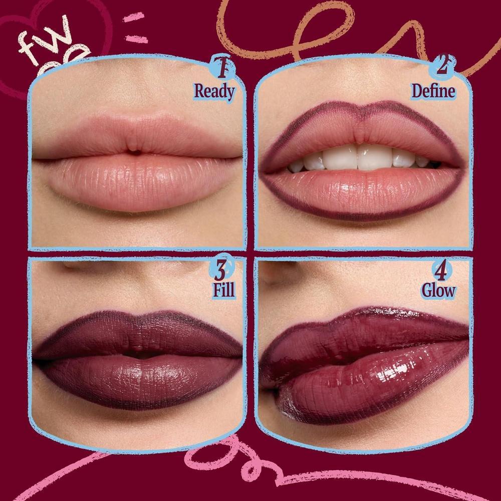 Fwee Lip Liner Dual Color De Larga Duración, Acabado Satinado Y Mate Púrpura 1.2g