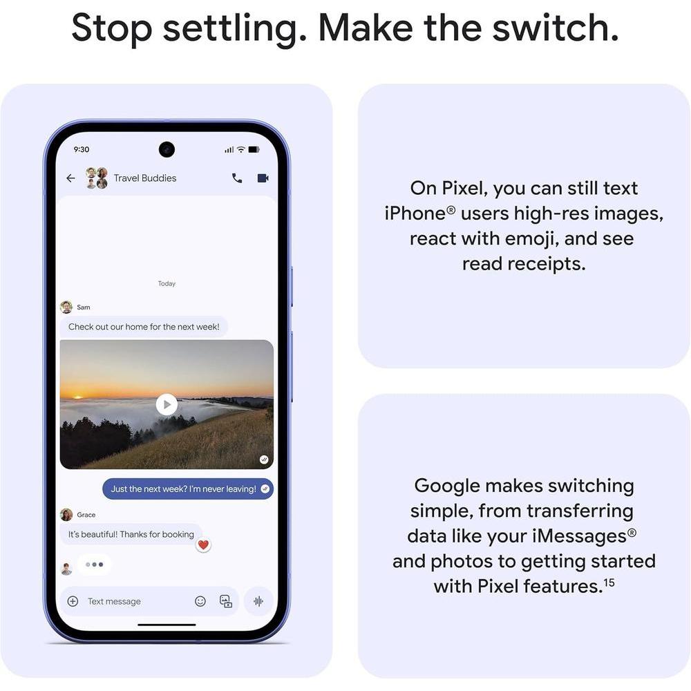 Google Pixel 10a - Smartphone Android Desbloqueado, Resistente, Batería de 30+ Horas, Pantalla Avanzada, Color Lavanda, 128GB