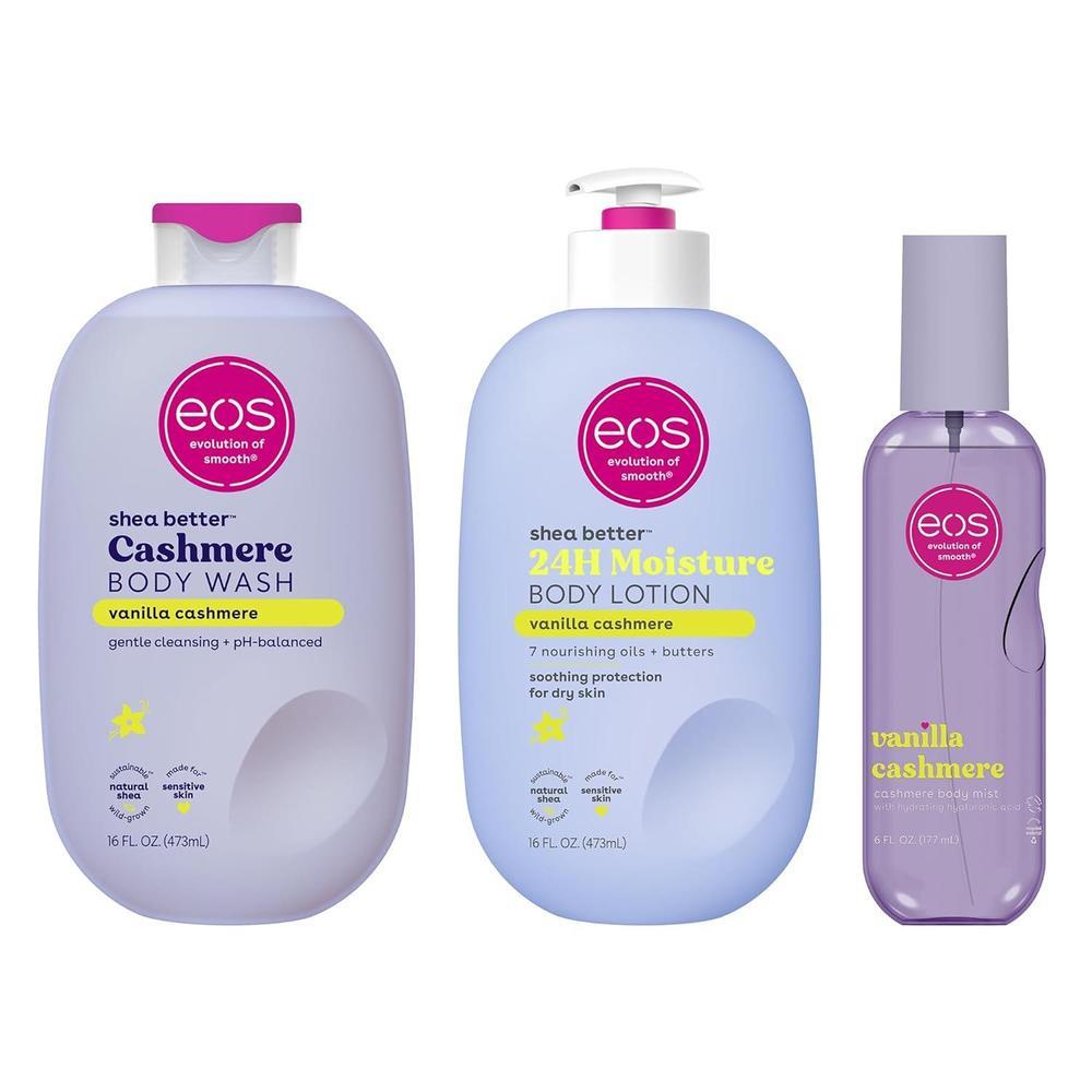 eos Essentials Bundle - Gel de baño, niebla corporal, loción corporal - Vanilla Cashmere
