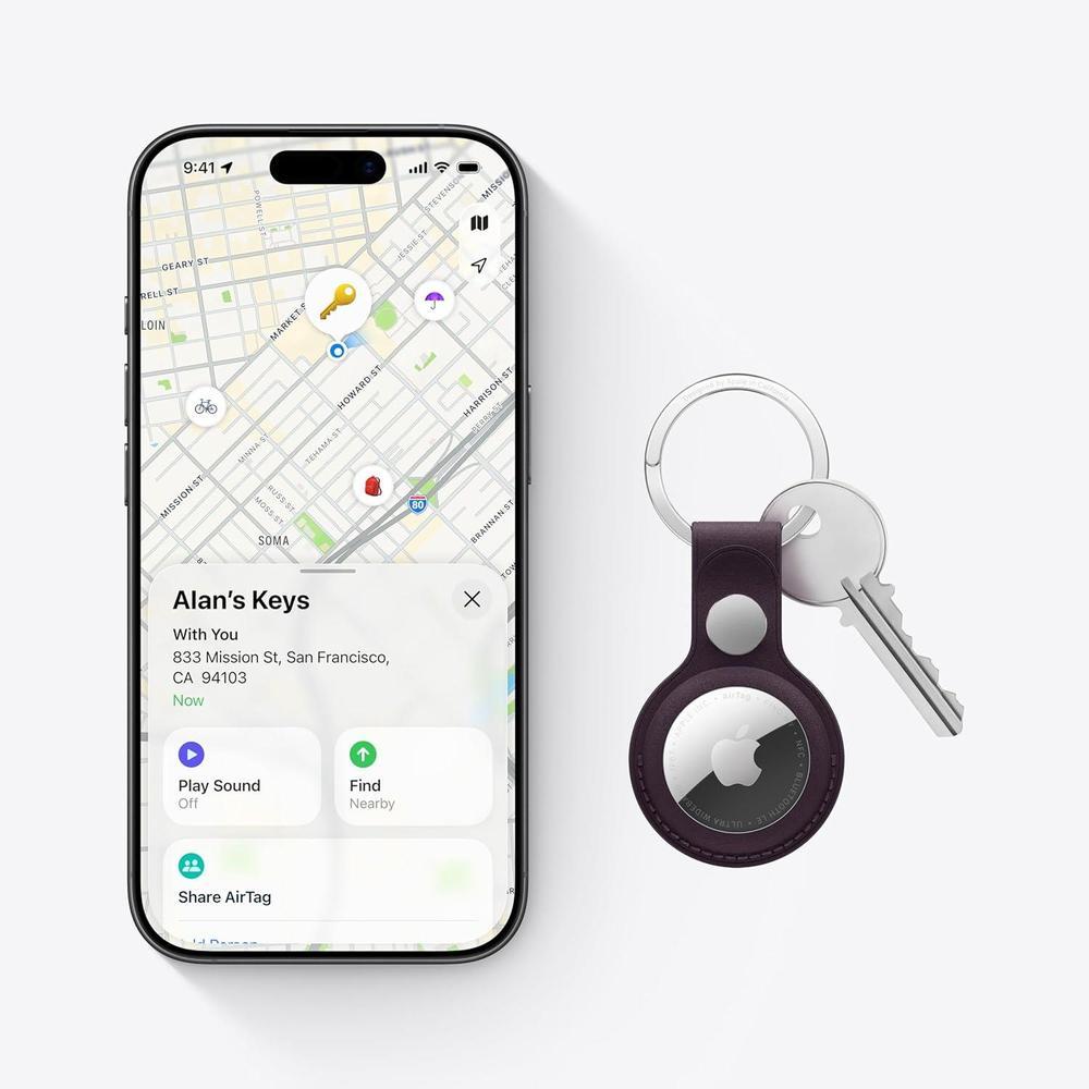 Rastreador AirTag de segunda generación de Apple con diseño sostenible, precisión y sonido optimizado, ideal para iPhone y Apple Watch