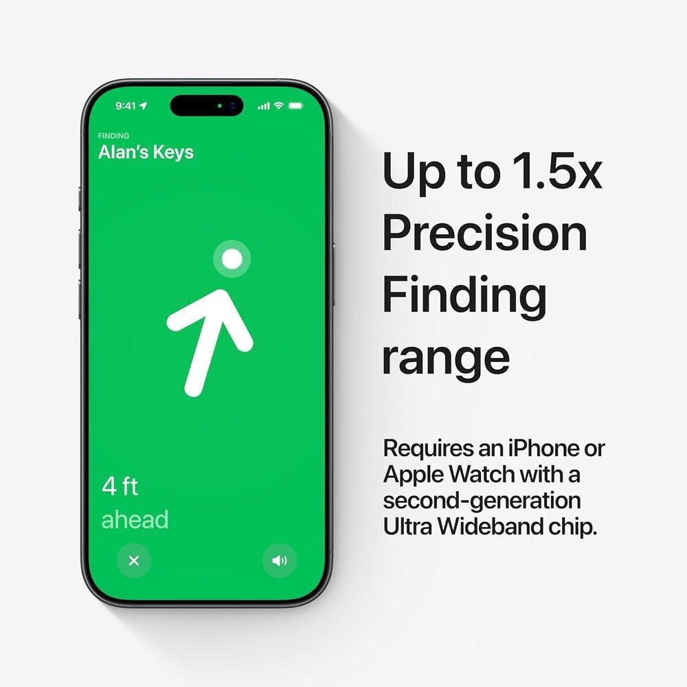 Rastreador AirTag de segunda generación de Apple con diseño sostenible, precisión y sonido optimizado, ideal para iPhone y Apple Watch