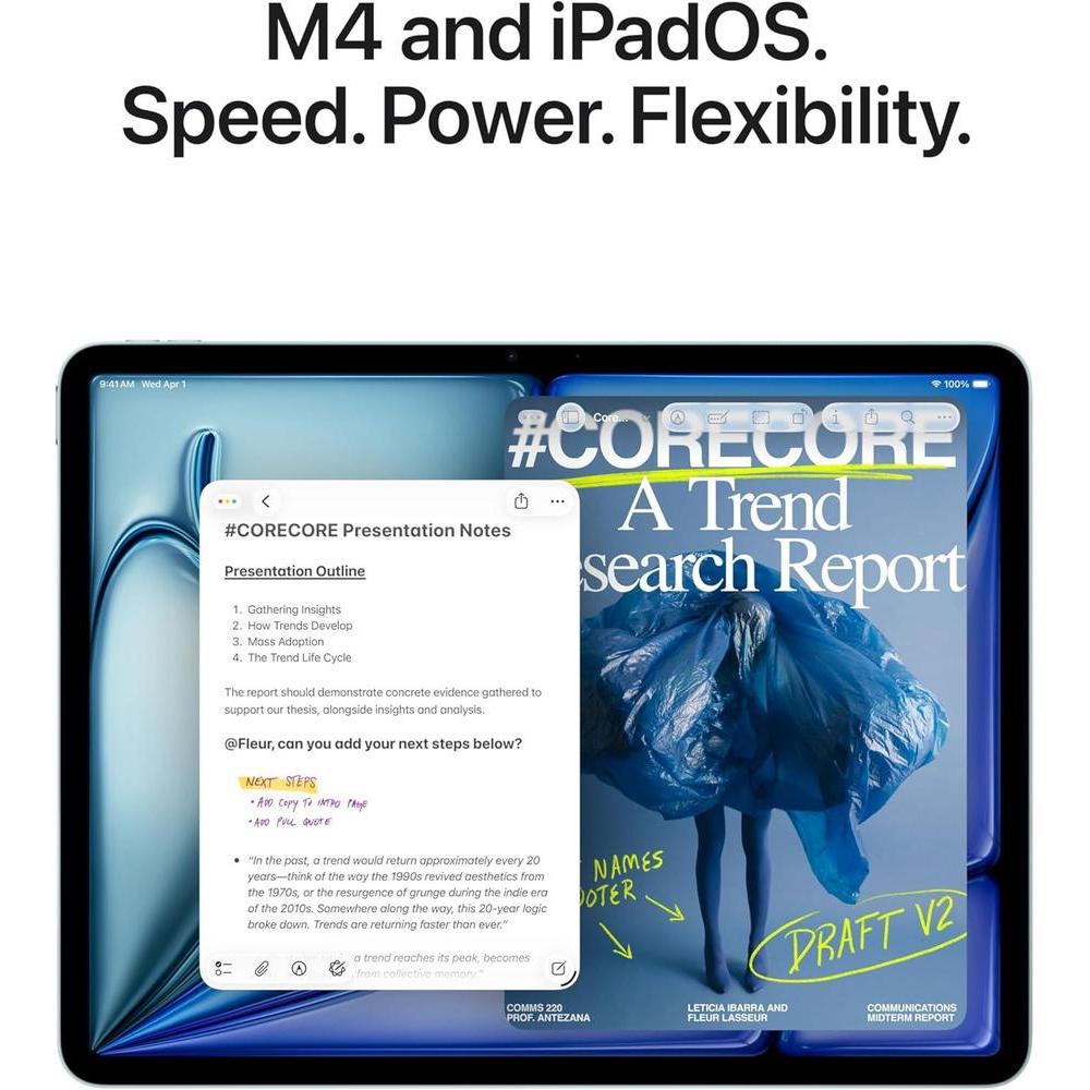 Apple iPad Air M4: pantalla Liquid Retina, 256GB, cámaras 12MP, Wi-Fi 7, Touch ID, batería de larga duración - Starlight