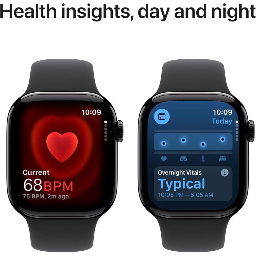 Apple Reloj Serie 10 [GPS 4.2 cm] con caja de aluminio negro azabache - S/M. rastreador de fitness, aplicación ECG, pantalla Retina, resistente al agua