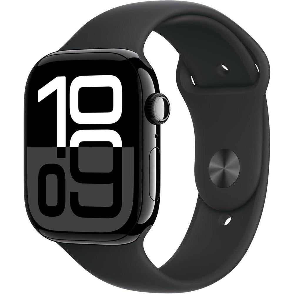Apple Watch Series 10 Aluminum 46mm GPS Sport Band - Finish - Jet Black -Black S/M