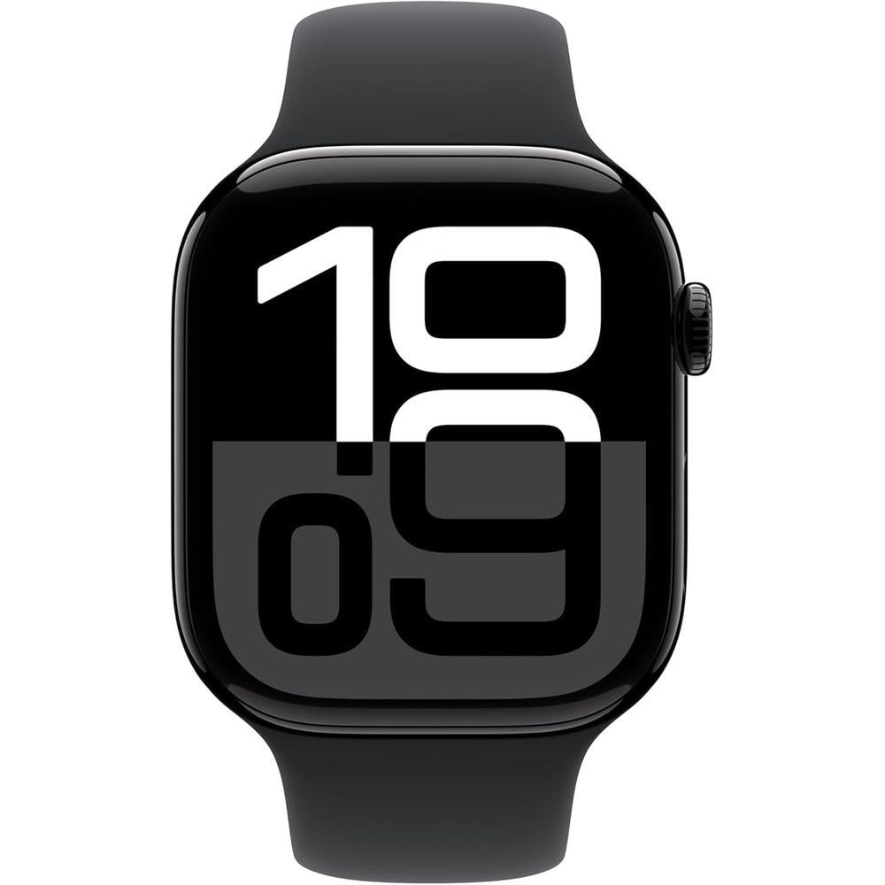 Apple Reloj Serie 10 [GPS 4.6 cm] con caja de aluminio negro azabache y correa deportiva negra, rastreador de fitness, aplicación ECG