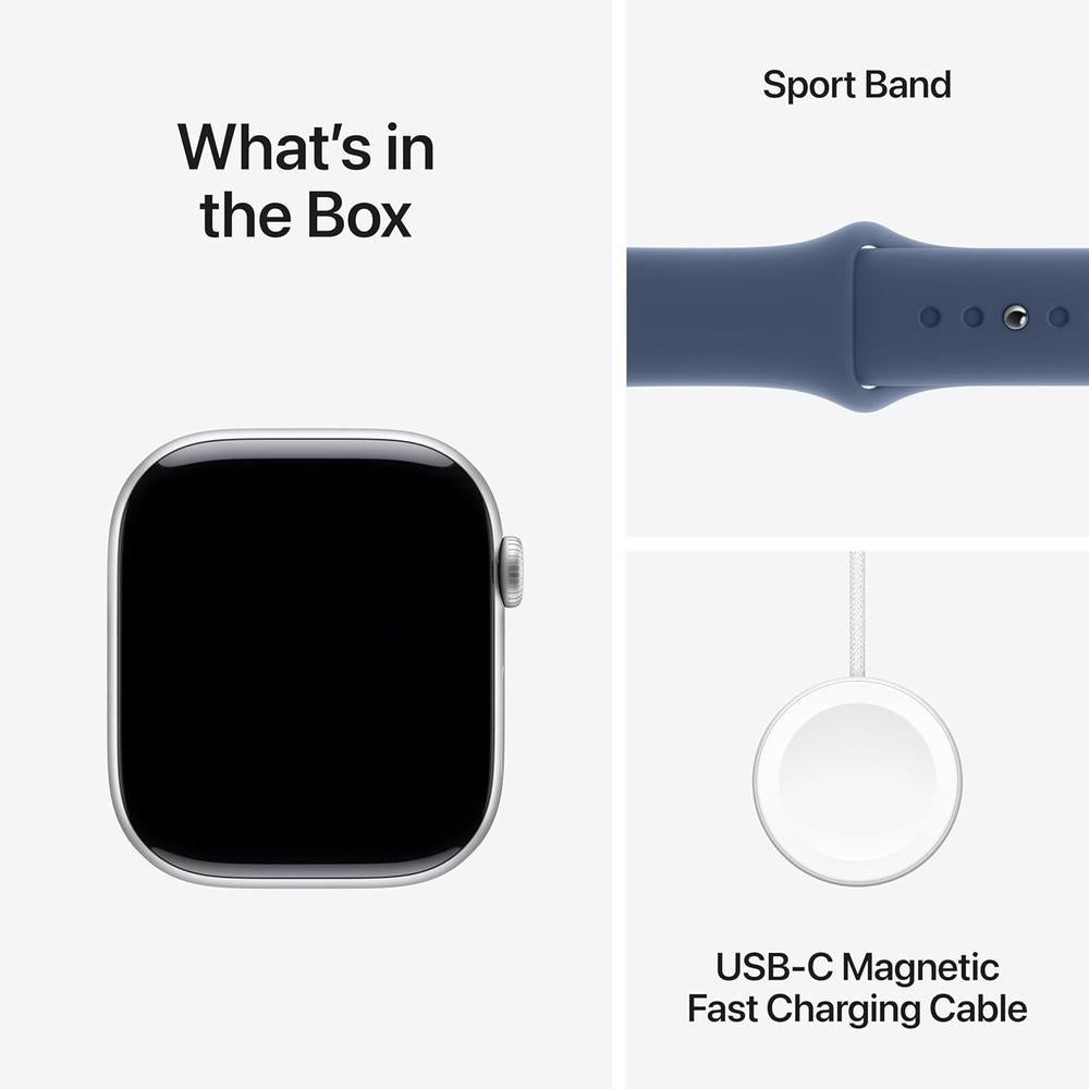 Apple Reloj Serie 10 [GPS + celular de 4.6 cm] con caja de aluminio plateado con correa deportiva de mezclilla - M/L, pantalla Retina siempre encendida.