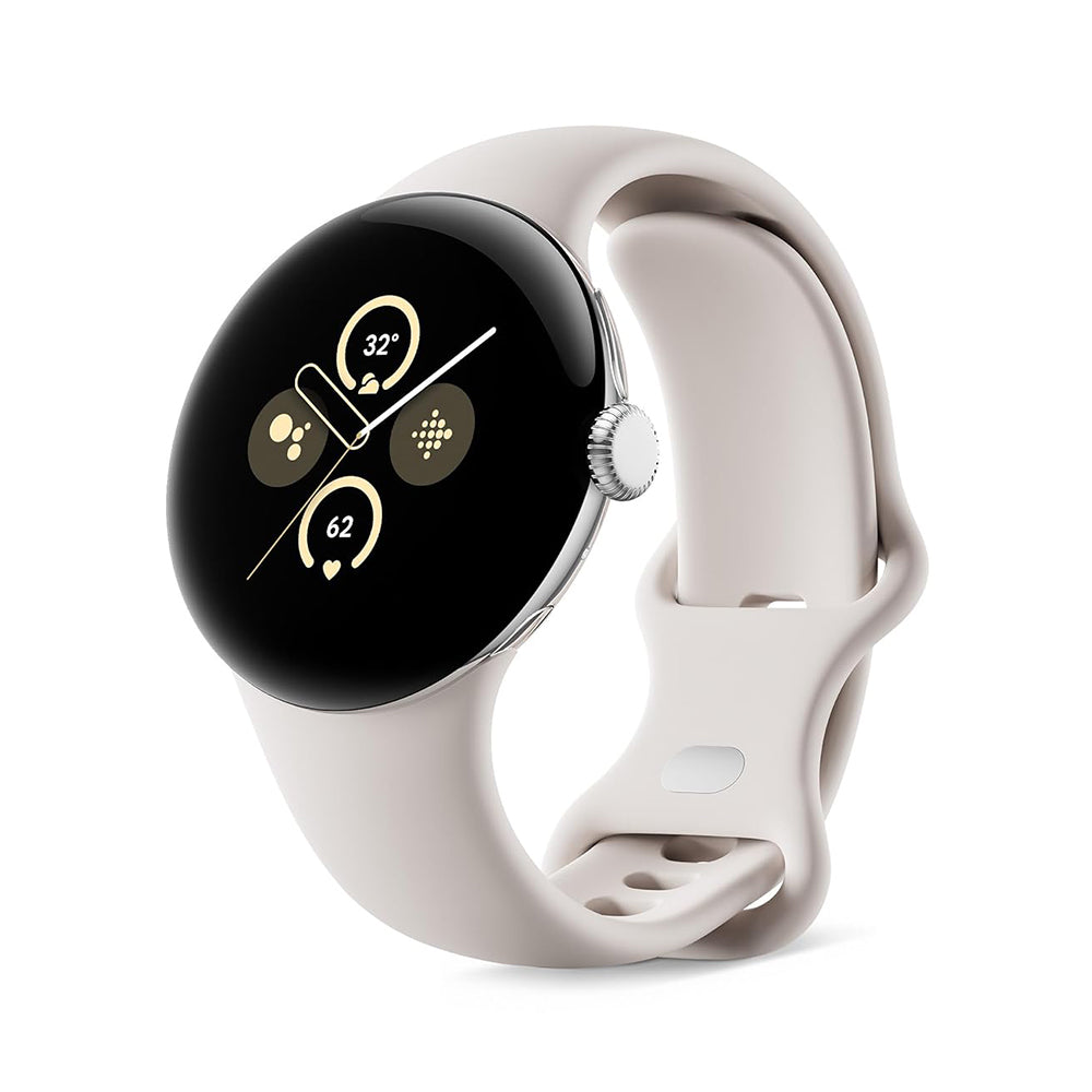 Google Pixel Watch 2 with the Best of Fitbit and Google - Heart Rate Tracking, Stress Management, Safety Features - Android Smartwatch - Polished Silver Aluminum Case - Porcelain Active Band - Wi-Fi
