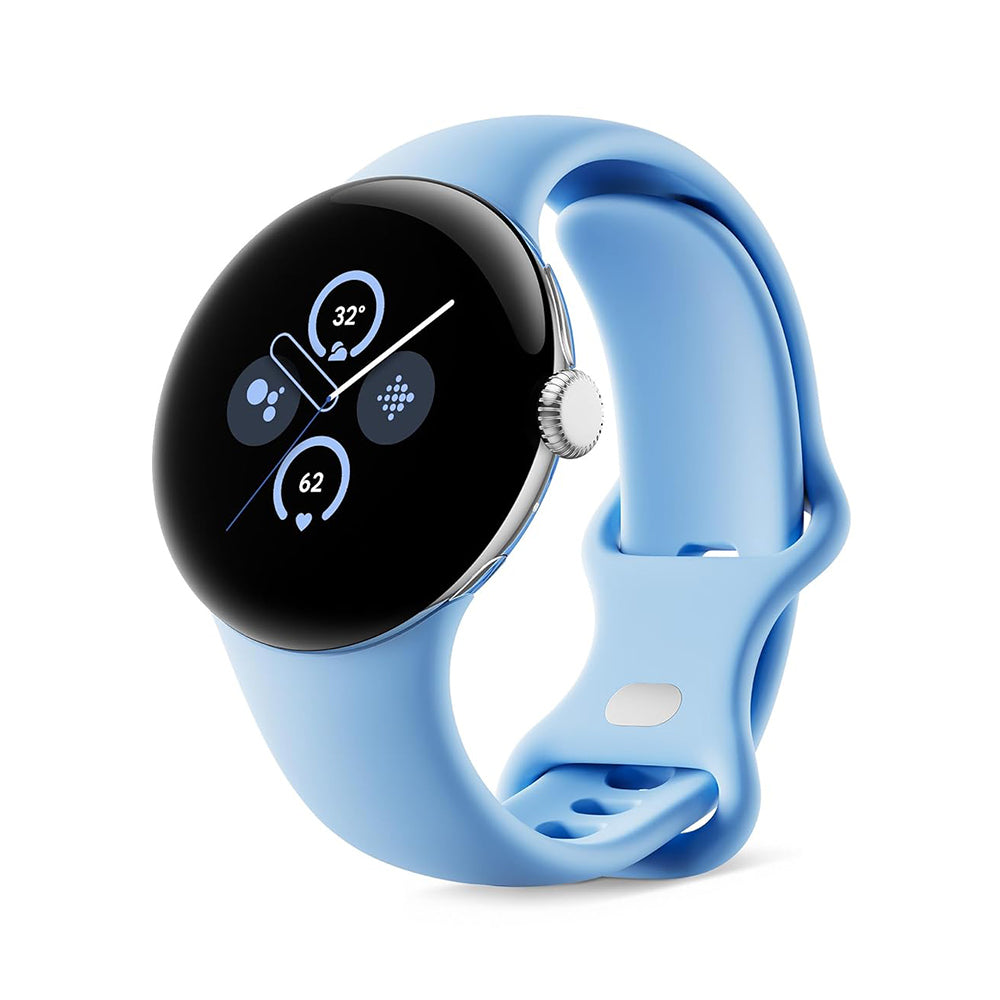 Google Pixel Watch 2 with the Best of Fitbit and Google - Heart Rate Tracking, Stress Management, Safety Features - Android Smartwatch - Polished Silver Aluminum Case - Bay Active Band - LTE