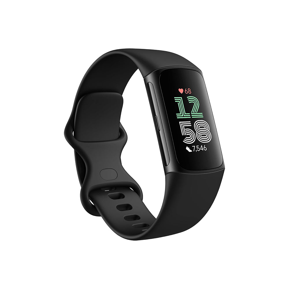 Fitbit Charge 6 Fitness Tracker with Google apps, Heart Rate on Exercise Equipment, 6-Months Premium Membership Included, GPS, Health Tools and More, Obsidian/Black, One Size (S & L Bands Included)